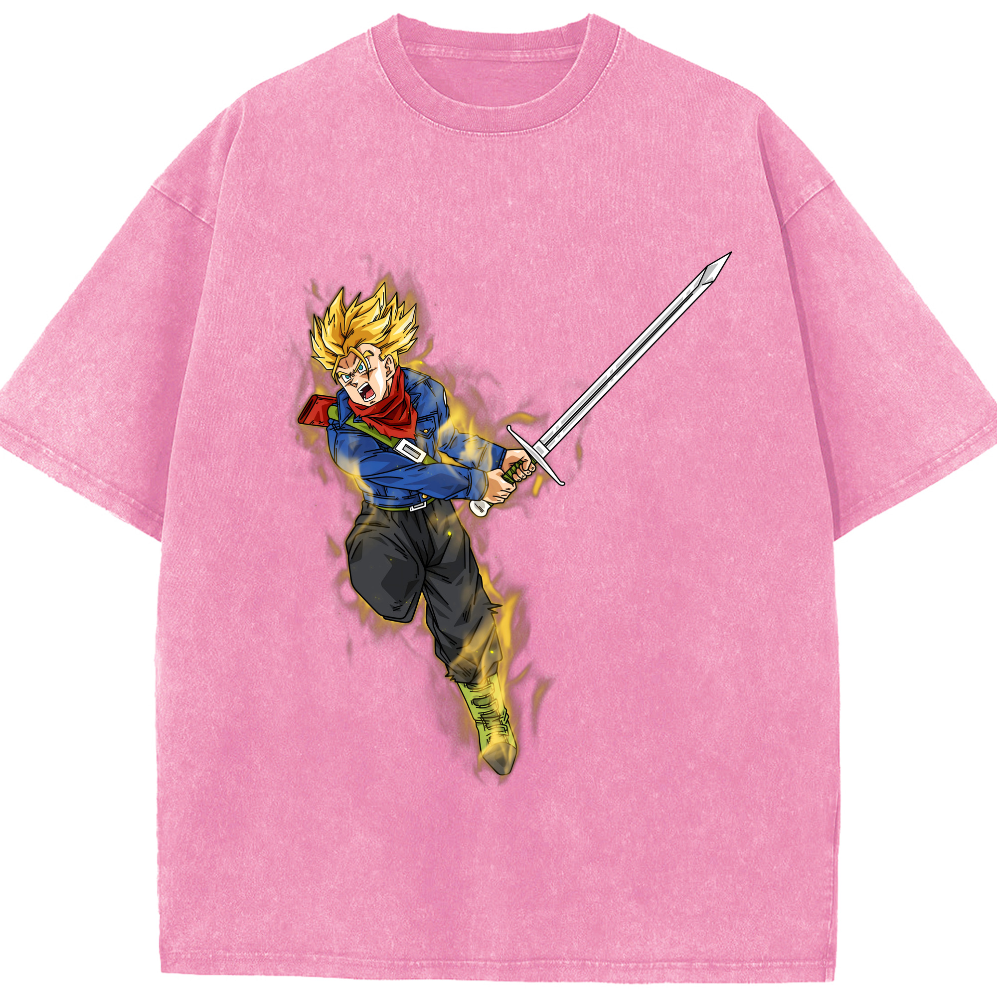 （画像用） ドラゴンボール トランクス（Torankusu）DRAGON BALL Trunks 綿100% ヴィンテージ風 半袖Tシャツ（フロントプリント）